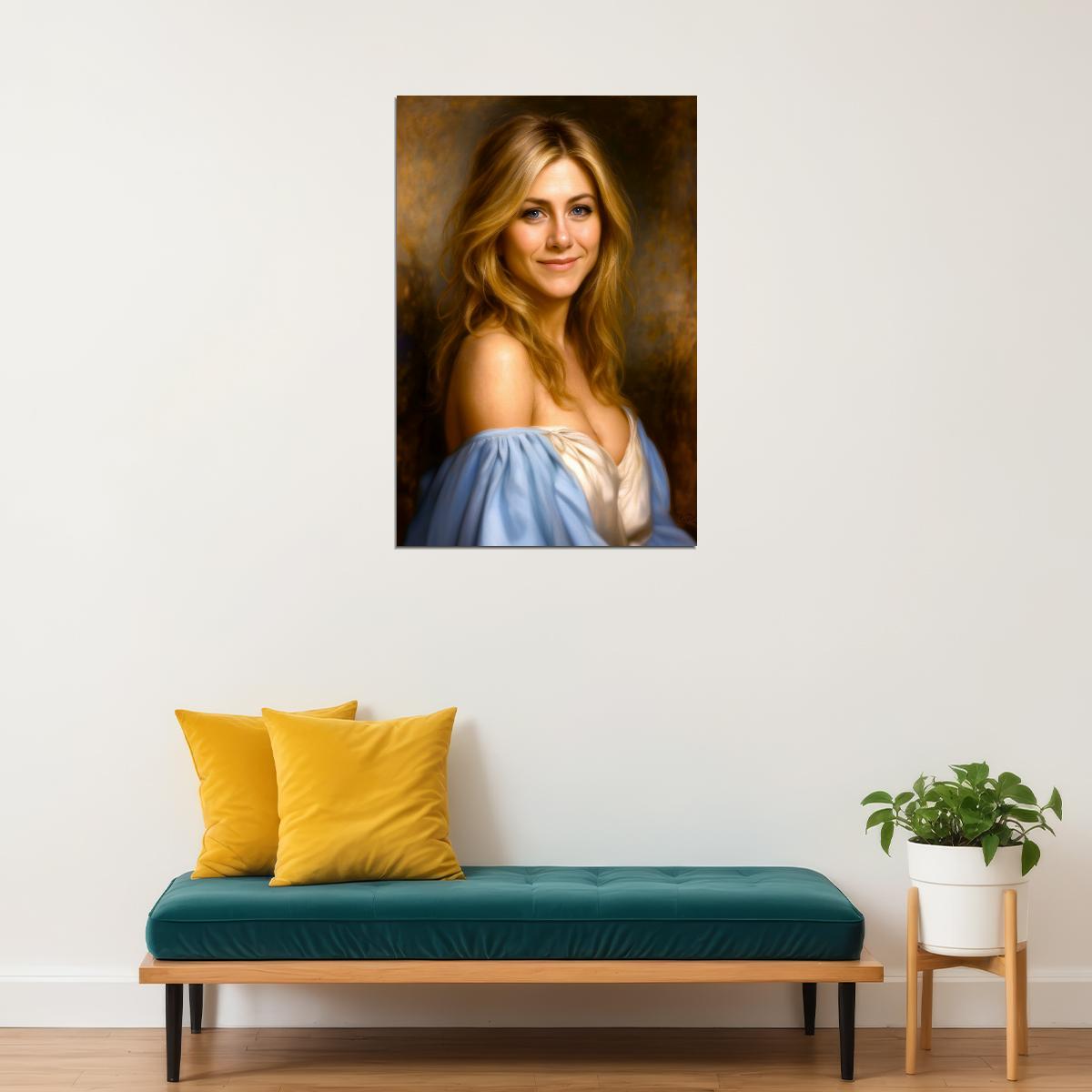 Jennifer Aniston Celebrity Poster Funny Celebrity Wall Art Pop Culture Decor Faux Oil Painting Art Print