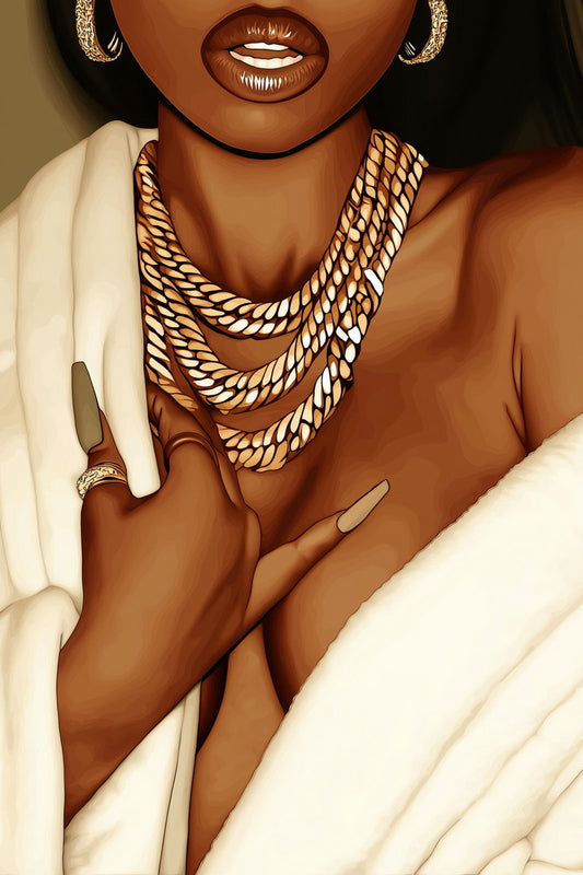 Black Woman Wall Art Sexy African American Poster Black Girl Art Print Dressing Room Bathroom Glam Decor - xonomax