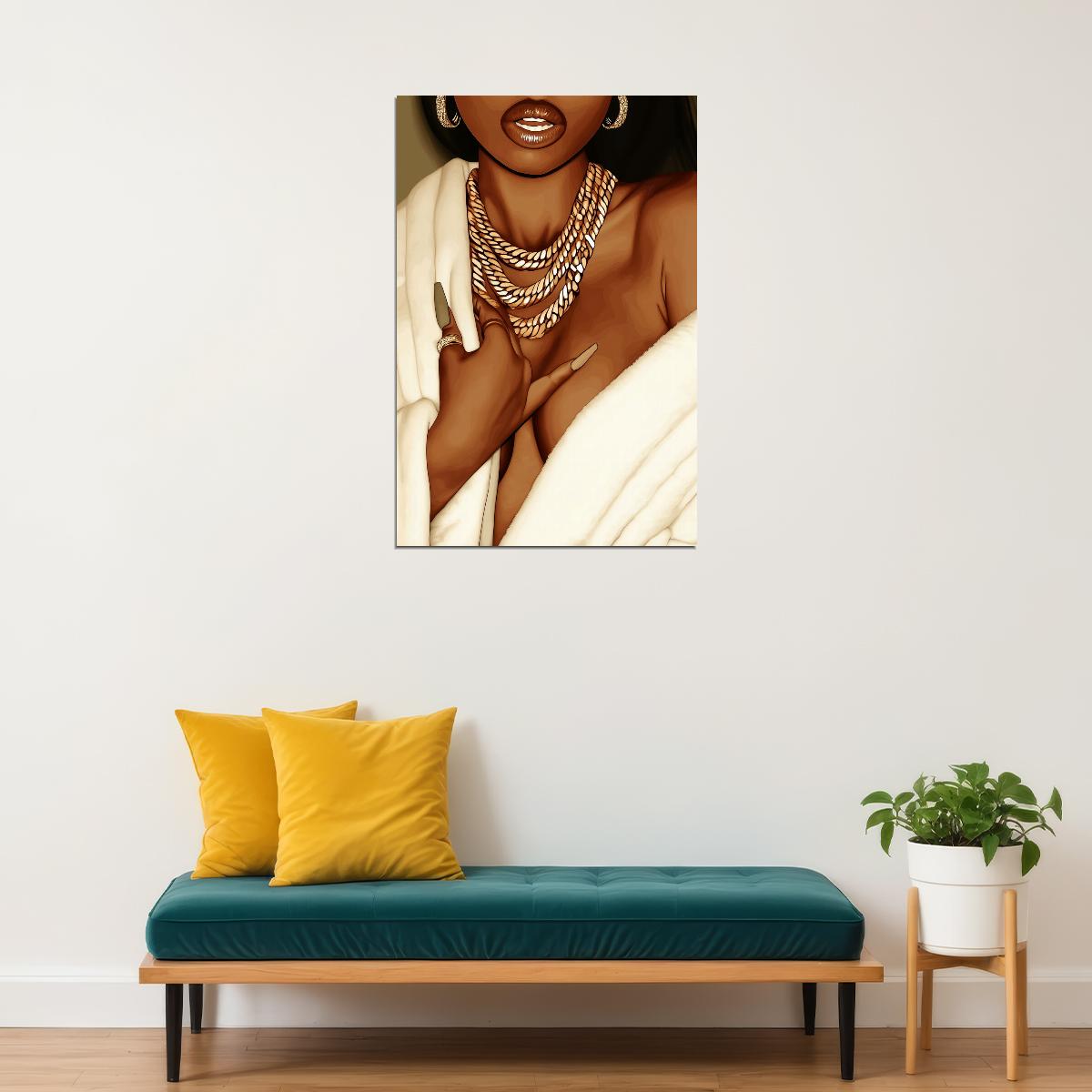 Black Woman Wall Art Sexy African American Poster Black Girl Art Print Dressing Room Bathroom Glam Decor - xonomax