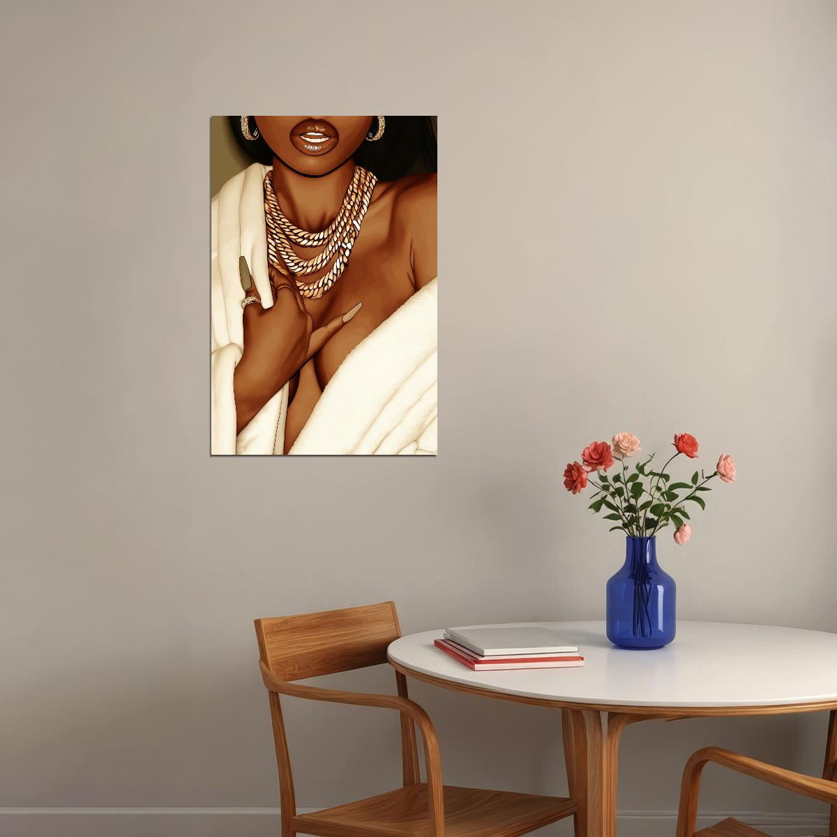 Black Woman Wall Art Sexy African American Poster Black Girl Art Print Dressing Room Bathroom Glam Decor - xonomax