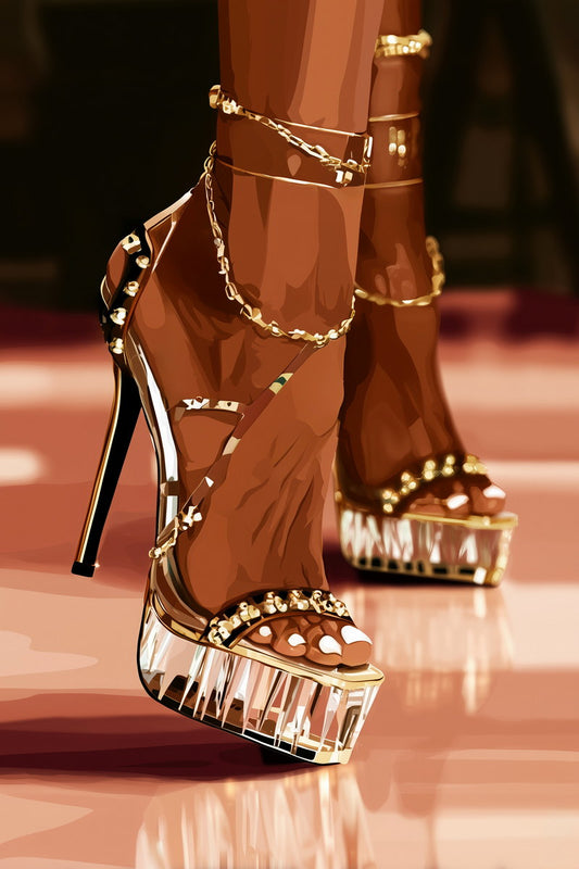 High Heels Wall Art Black Woman African American Poster Black Girl Art Print Dressing Room Entryway Fashion Decor - xonomax