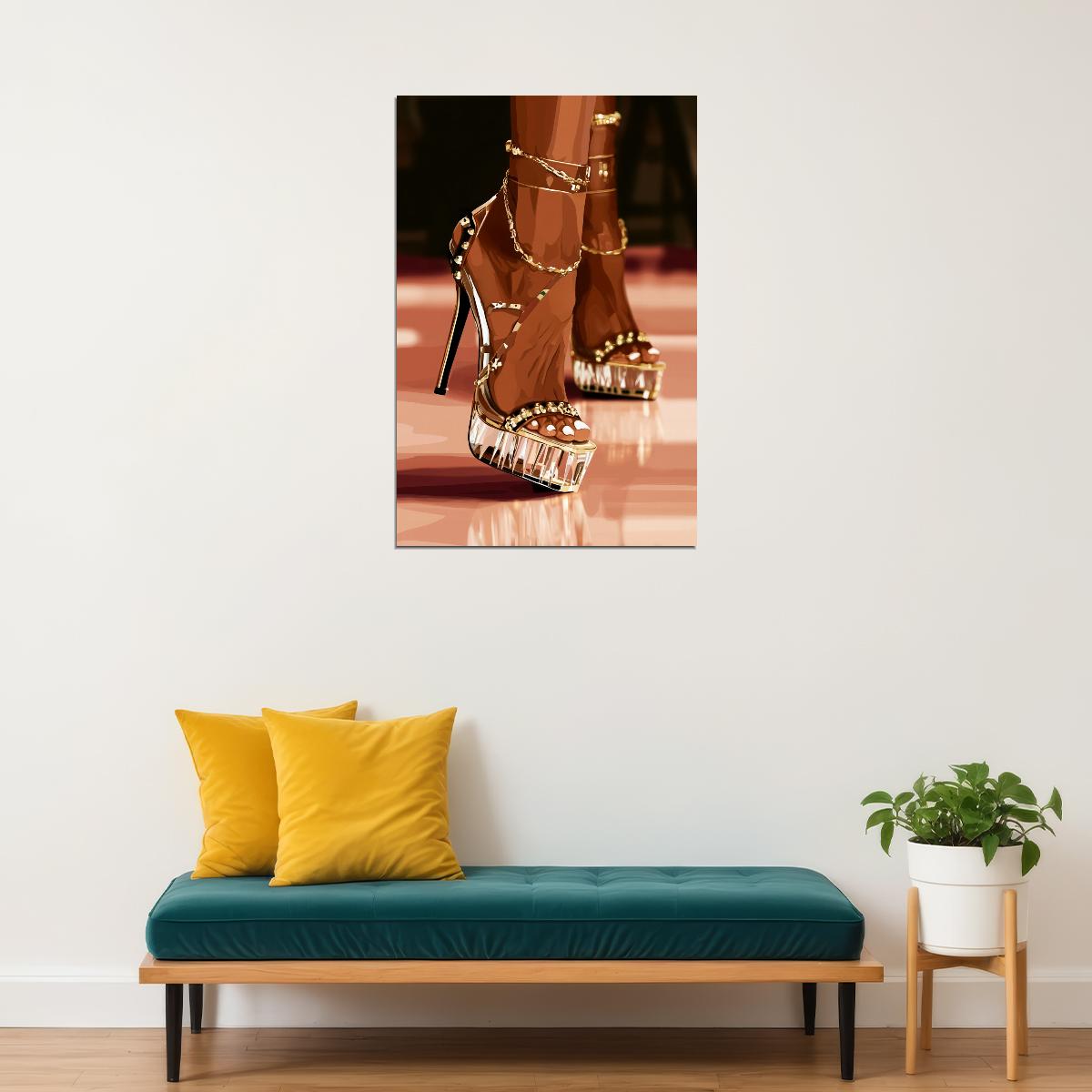 High Heels Wall Art Black Woman African American Poster Black Girl Art Print Dressing Room Entryway Fashion Decor - xonomax