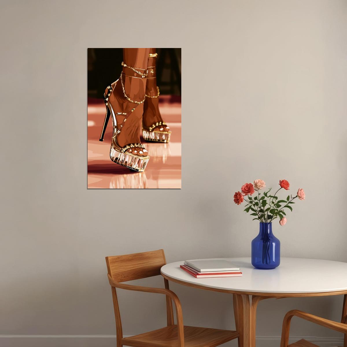 High Heels Wall Art Black Woman African American Poster Black Girl Art Print Dressing Room Entryway Fashion Decor - xonomax