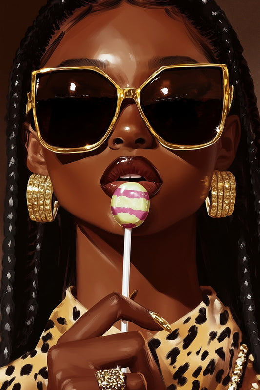 Leopard Print Wall Art Black Woman African American Poster Black Girl Art Bedroom Living Room Dressing Room Bold Fashion Decor - xonomax