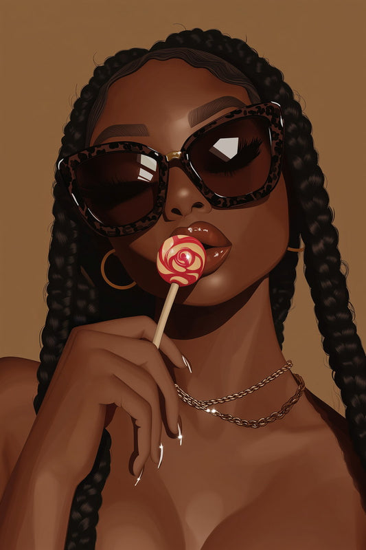 Sexy Wall Art Black Woman African American Poster Black Girl Art Lollipop Print Bedroom Living Room Dressing Room Bold Decor - xonomax