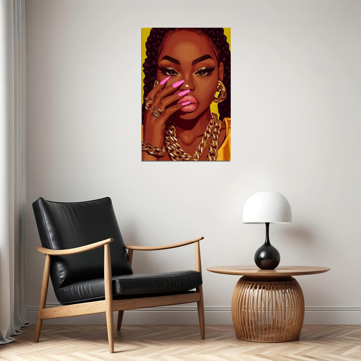 Bold Wall Art Black Woman African American Poster Black Girl Art Print Dressing Room Nails Salon Decor Glam Decor - xonomax