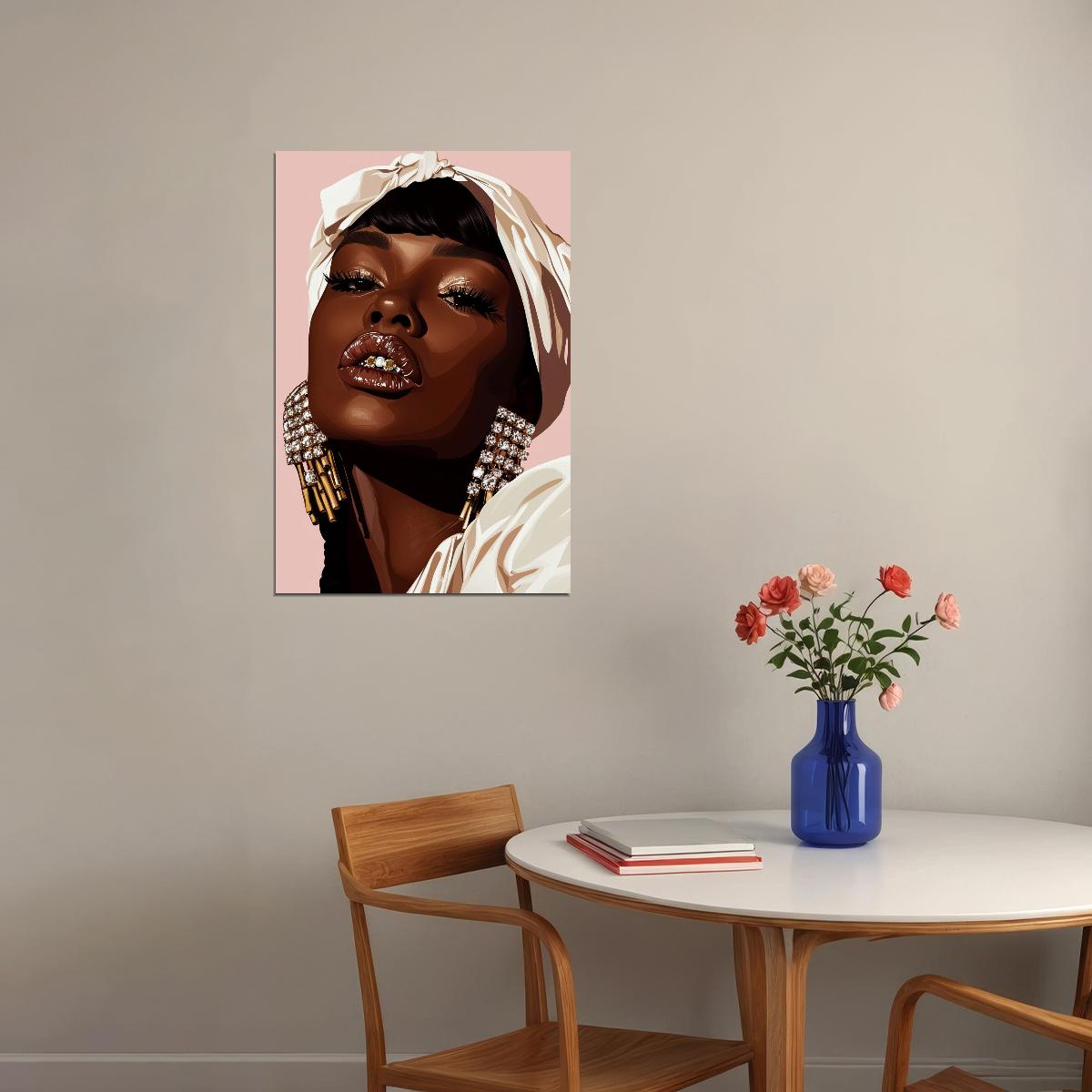 Grillz Wall Art Black Woman African American Poster Black Girl Art Print Bedroom Living Room Bold Decor - xonomax