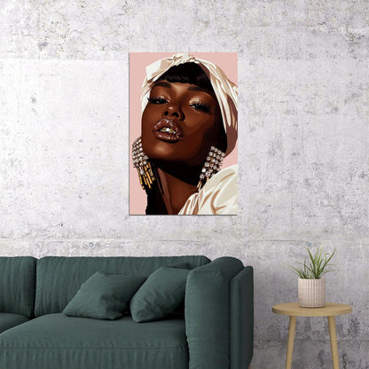 Grillz Wall Art Black Woman African American Poster Black Girl Art Print Bedroom Living Room Bold Decor - xonomax