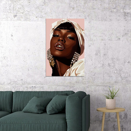 Grillz Wall Art Black Woman African American Poster Black Girl Art Print Bedroom Living Room Bold Decor - xonomax