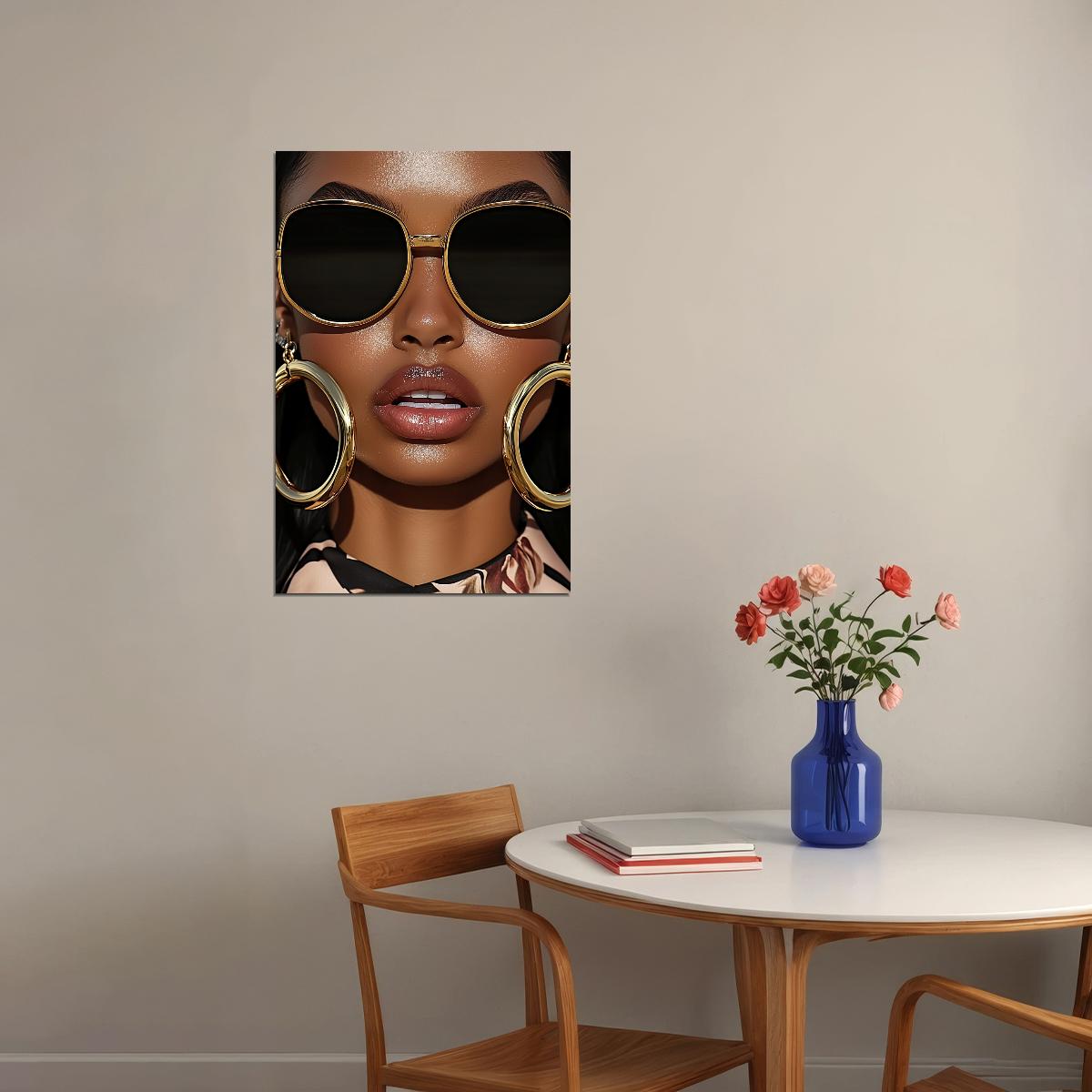 Sunglasses Wall Art Black Woman African American Poster Black Girl Art Print Living Room Hallway Fashion Decor - xonomax