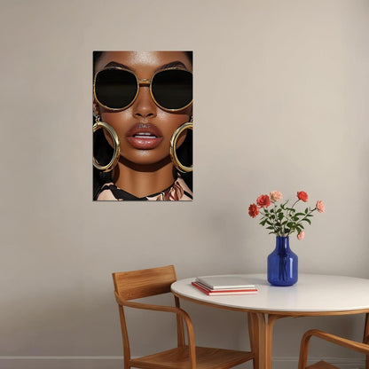 Sunglasses Wall Art Black Woman African American Poster Black Girl Art Print Living Room Hallway Fashion Decor - xonomax