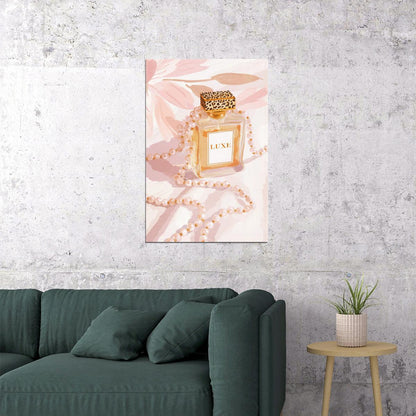 Coquette Wall Decor Leopard Perfume Bottle Wall Art Pink Posters For Room Aesthetic Feminine Bathroom or Bedroom Decor - xonomax