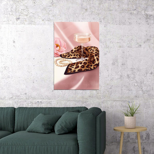 Coquette Cocktail Wall Art Girly Leopard Fashion Art Posters For Room Aesthetic Feminine Bar Cart Decor Print - xonomax
