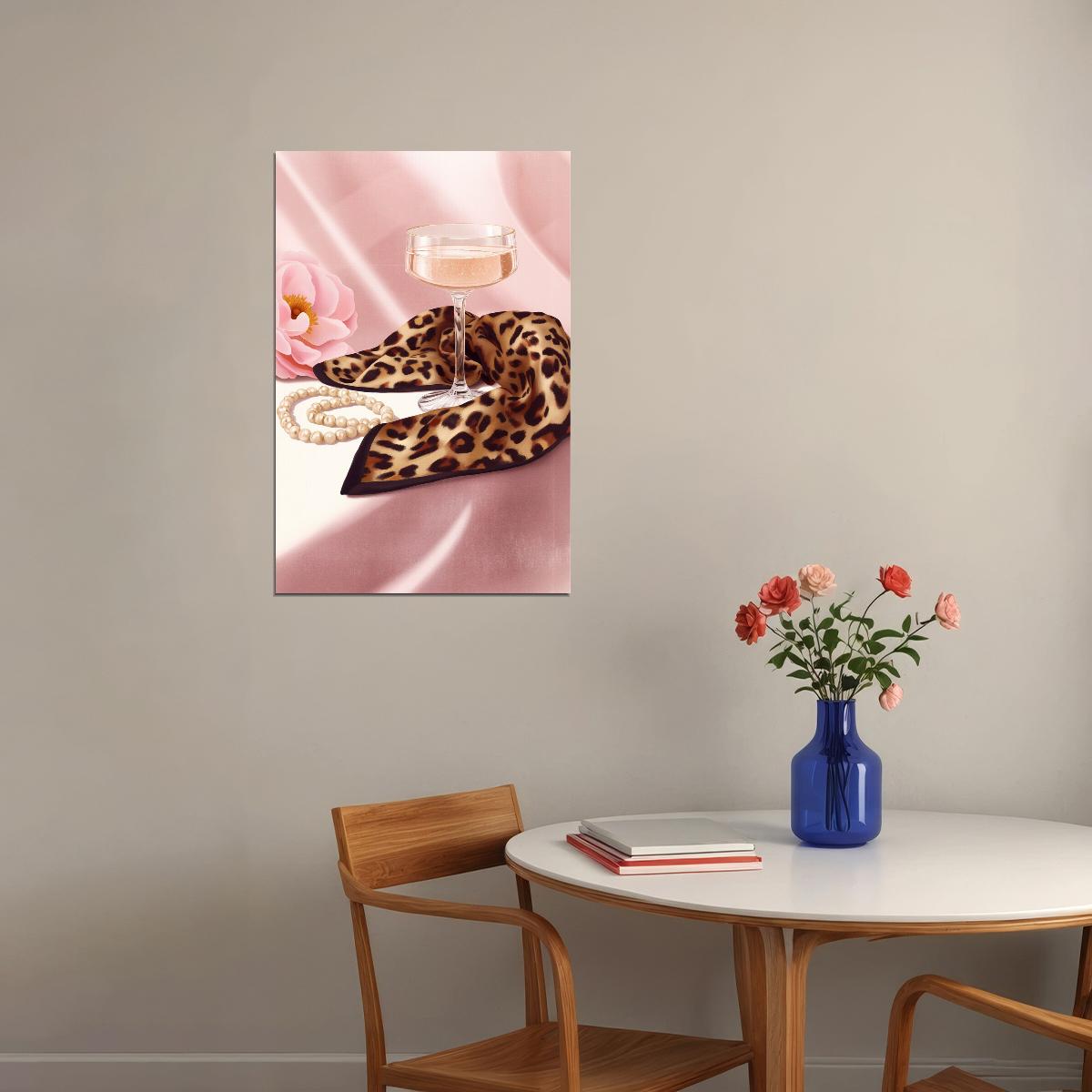 Coquette Cocktail Wall Art Girly Leopard Fashion Art Posters For Room Aesthetic Feminine Bar Cart Decor Print - xonomax