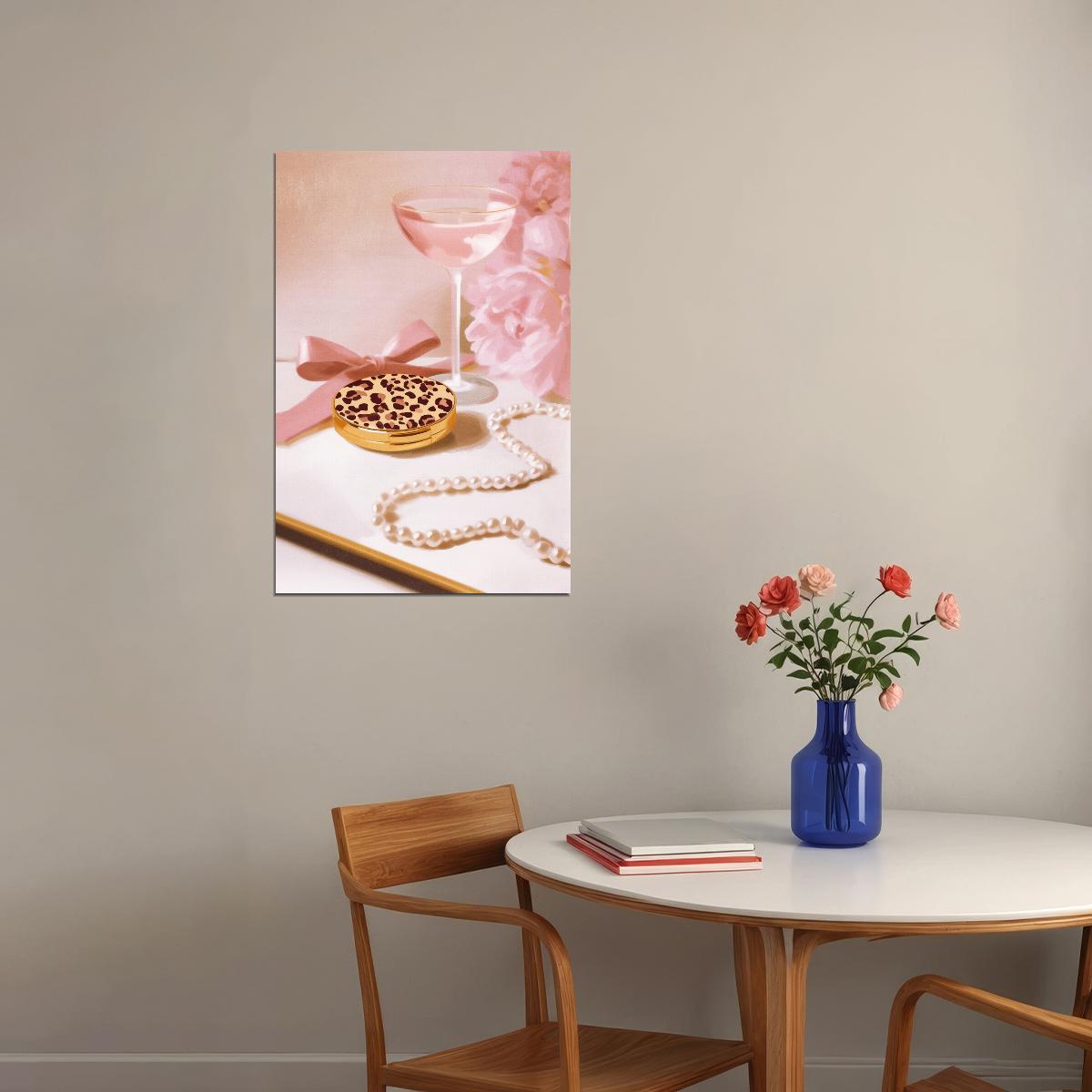 Soft Coquette Wall Art Girly Fashion Wall Decor Pink Posters For Room Aesthetic Feminine Bathroom Bar Cart Bedroom Decor - xonomax