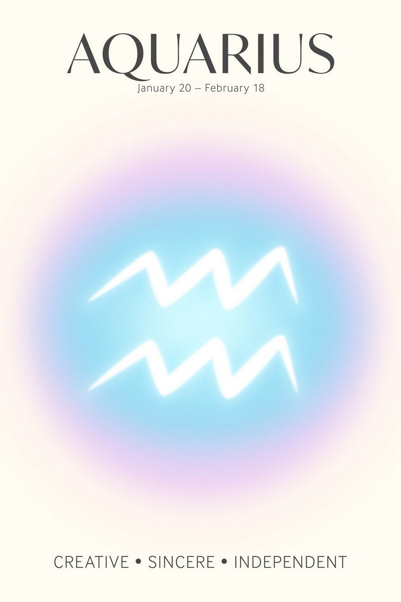 Aquarius Astrology Aura Poster Spiritual Zodiac Sign Wall Art with Pastel Gradient Dreamy Soft Abstract Print Celestial Ethereal Aesthetic Decor for Bedroom Dorm Home Office - xonomax