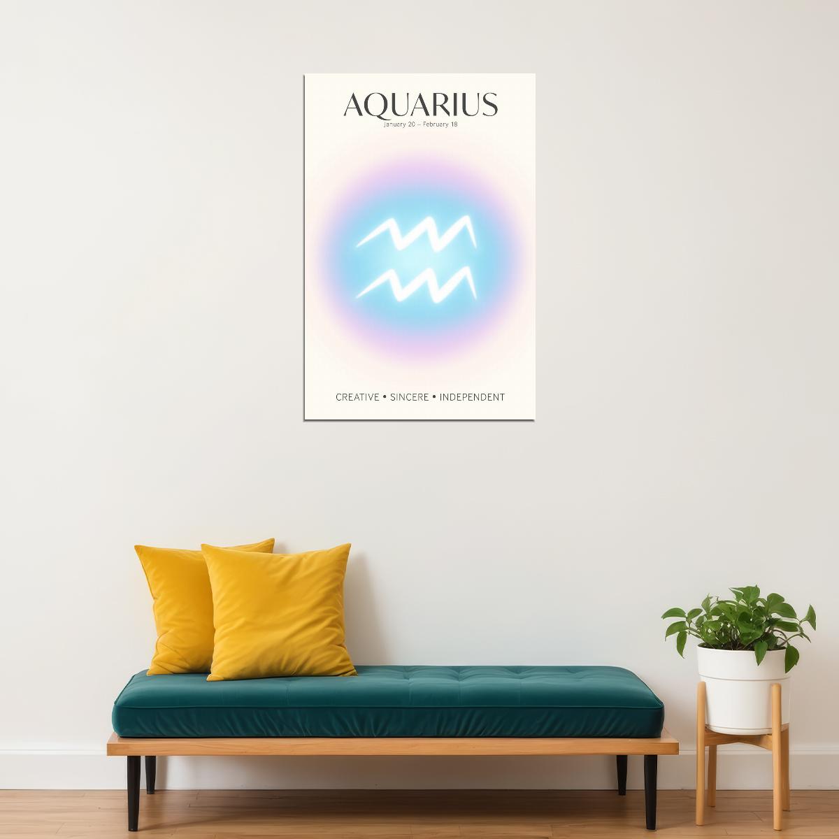 Aquarius Astrology Aura Poster Spiritual Zodiac Sign Wall Art with Pastel Gradient Dreamy Soft Abstract Print Celestial Ethereal Aesthetic Decor for Bedroom Dorm Home Office - xonomax