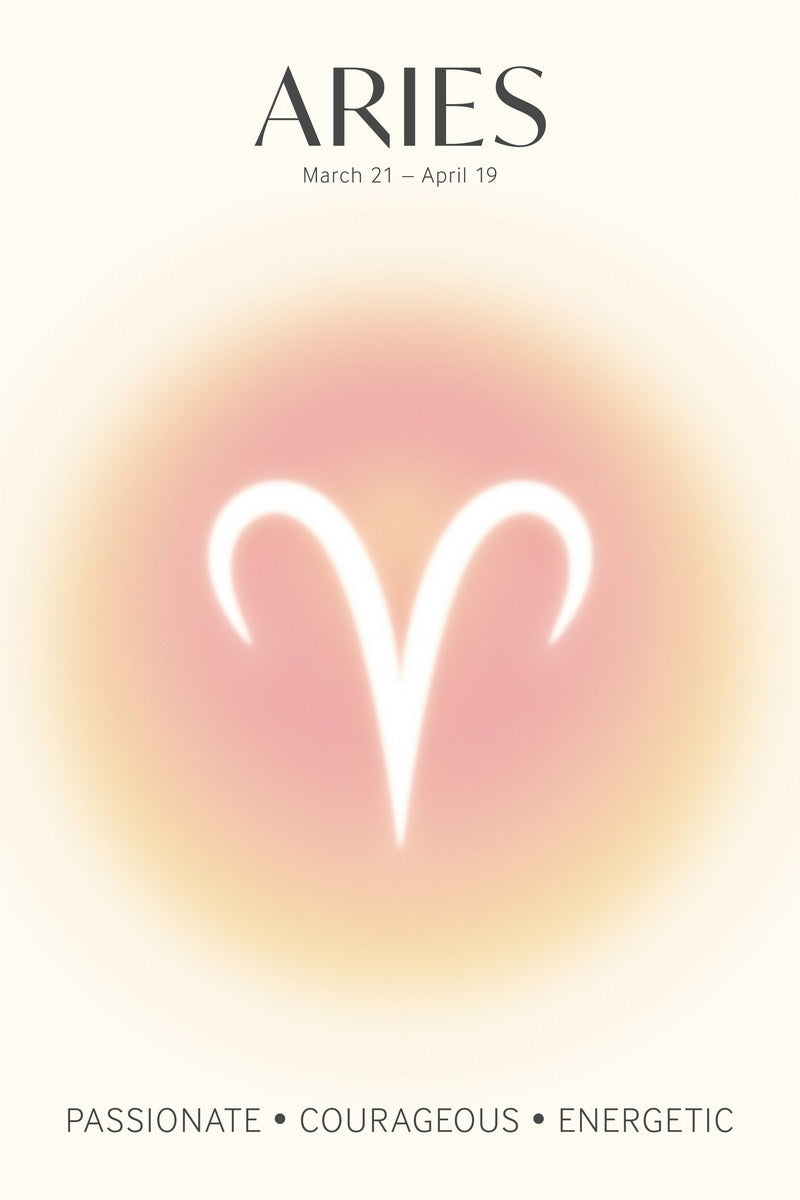 Aries Astrology Aura Poster Spiritual Zodiac Sign Wall Art with Pastel Gradient Dreamy Soft Abstract Print Celestial Ethereal Aesthetic Decor for Bedroom Dorm Home Office - xonomax