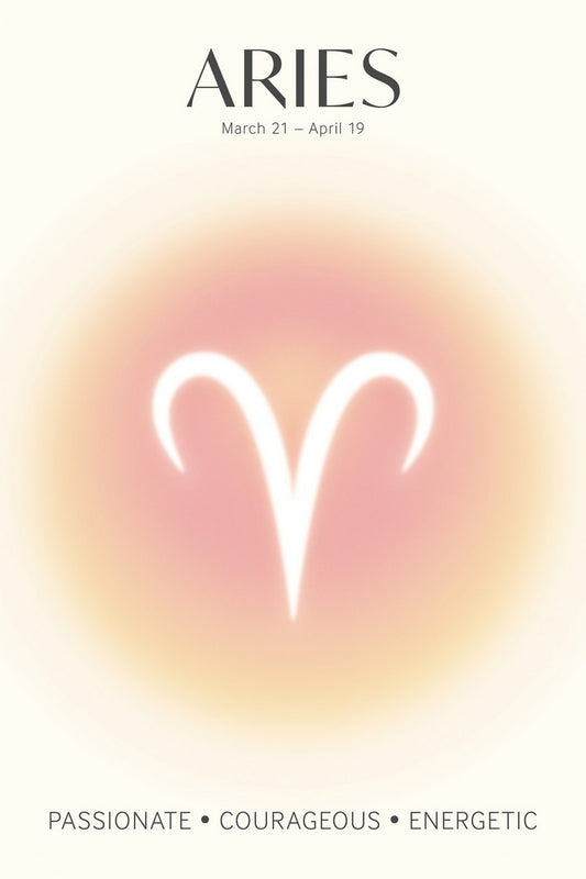 Aries Astrology Aura Poster Spiritual Zodiac Sign Wall Art with Pastel Gradient Dreamy Soft Abstract Print Celestial Ethereal Aesthetic Decor for Bedroom Dorm Home Office - xonomax