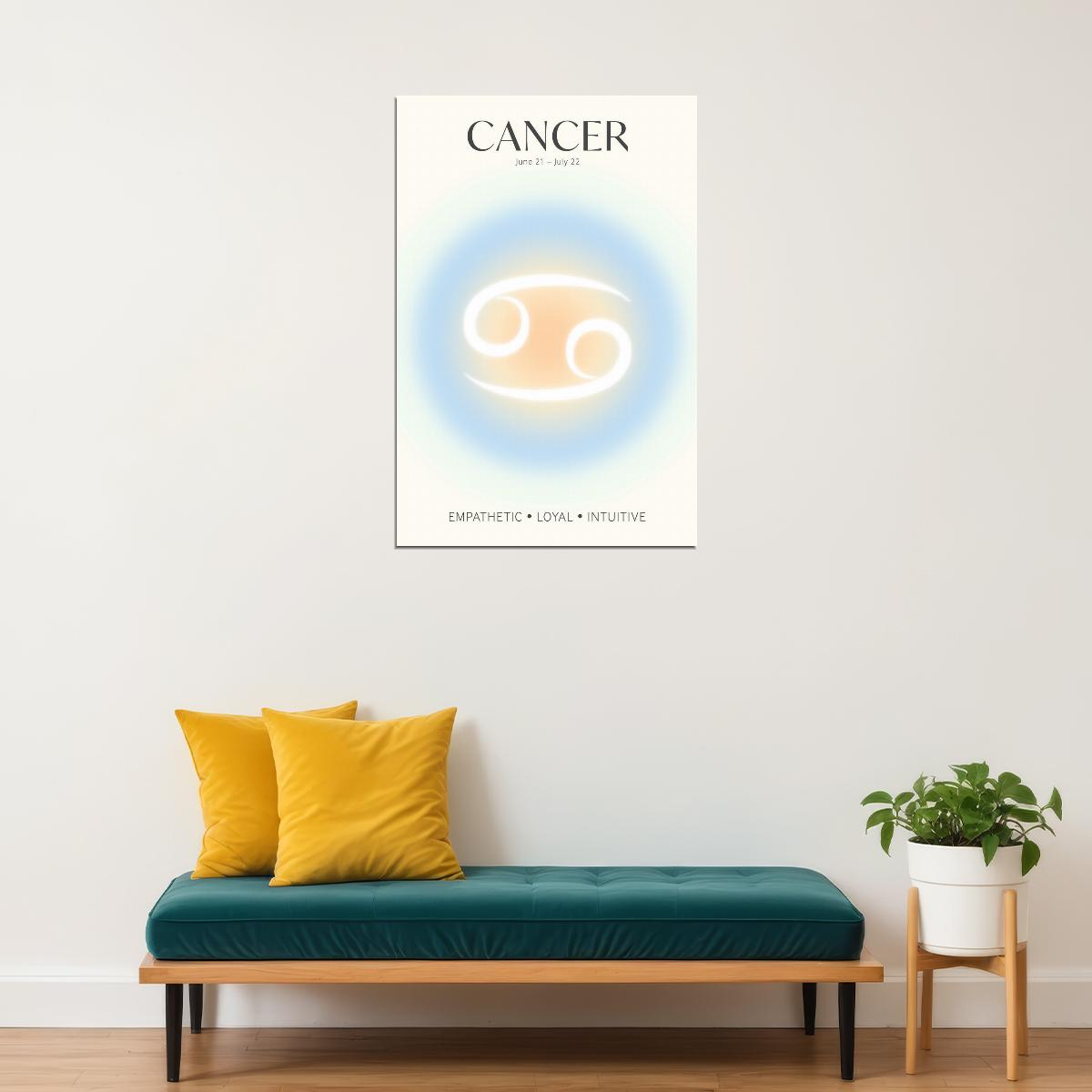 Cancer Astrology Aura Poster Spiritual Zodiac Sign Wall Art with Pastel Gradient Dreamy Soft Abstract Print Celestial Ethereal Aesthetic Decor for Bedroom Dorm Home Office - xonomax