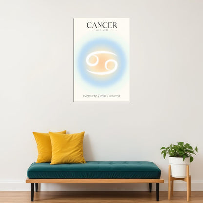 Cancer Astrology Aura Poster Spiritual Zodiac Sign Wall Art with Pastel Gradient Dreamy Soft Abstract Print Celestial Ethereal Aesthetic Decor for Bedroom Dorm Home Office - xonomax