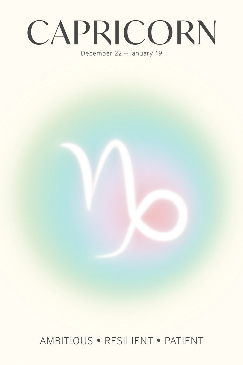 Capricorn Astrology Aura Poster Spiritual Zodiac Sign Wall Art with Pastel Gradient Dreamy Soft Abstract Print Celestial Ethereal Aesthetic Decor for Bedroom Dorm Home Office - xonomax