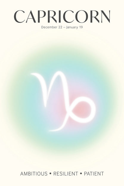Capricorn Astrology Aura Poster Spiritual Zodiac Sign Wall Art with Pastel Gradient Dreamy Soft Abstract Print Celestial Ethereal Aesthetic Decor for Bedroom Dorm Home Office - xonomax