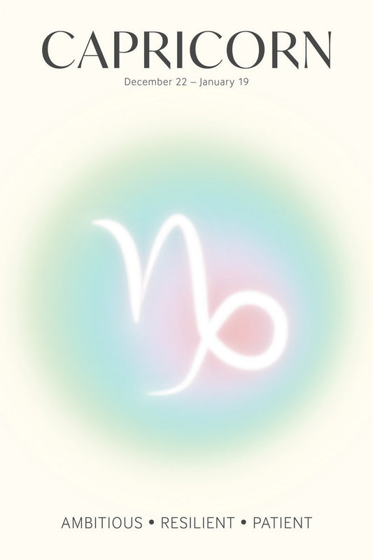 Capricorn Astrology Aura Poster Spiritual Zodiac Sign Wall Art with Pastel Gradient Dreamy Soft Abstract Print Celestial Ethereal Aesthetic Decor for Bedroom Dorm Home Office - xonomax