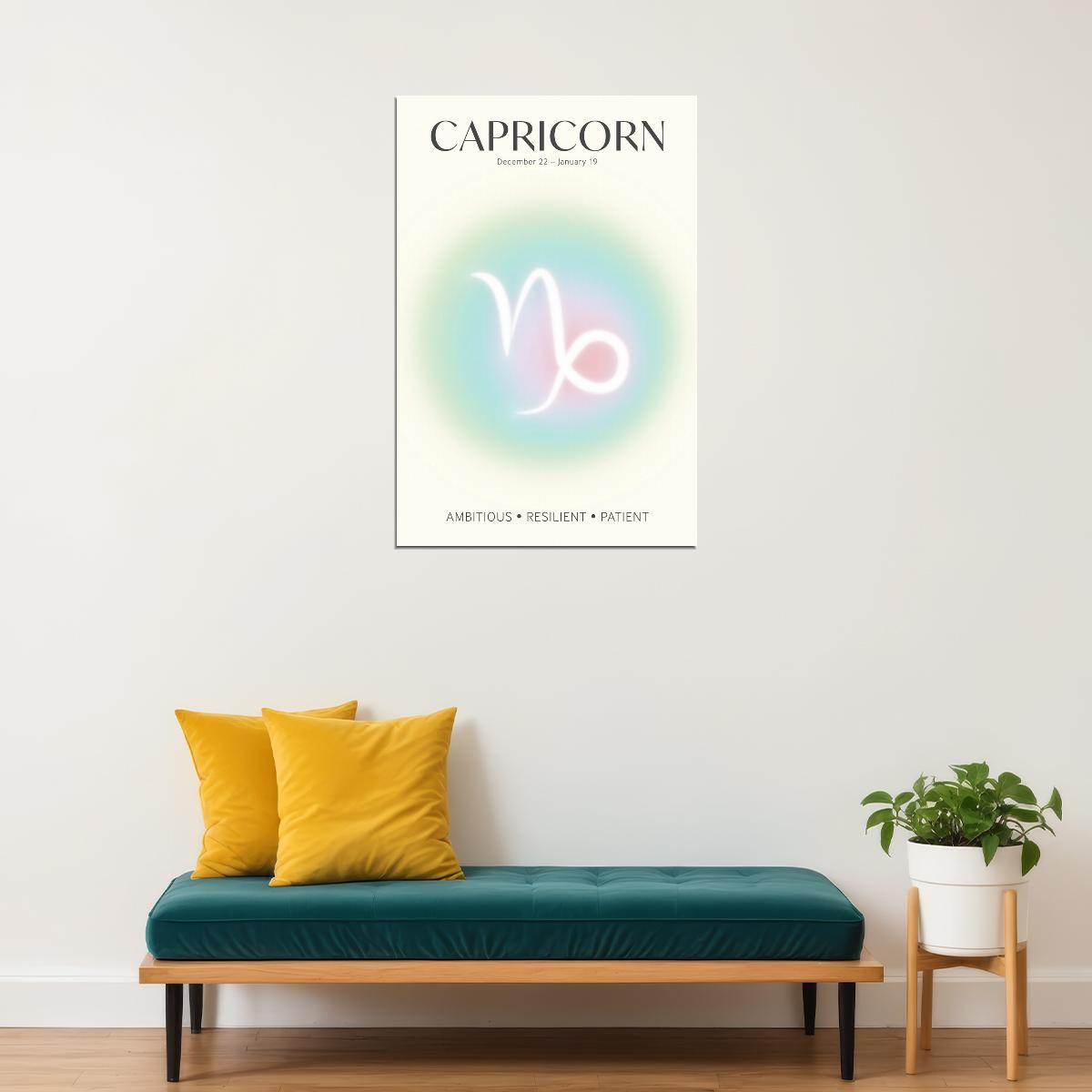 Capricorn Astrology Aura Poster Spiritual Zodiac Sign Wall Art with Pastel Gradient Dreamy Soft Abstract Print Celestial Ethereal Aesthetic Decor for Bedroom Dorm Home Office - xonomax