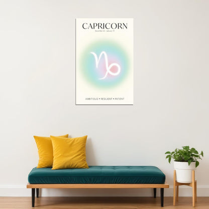Capricorn Astrology Aura Poster Spiritual Zodiac Sign Wall Art with Pastel Gradient Dreamy Soft Abstract Print Celestial Ethereal Aesthetic Decor for Bedroom Dorm Home Office - xonomax