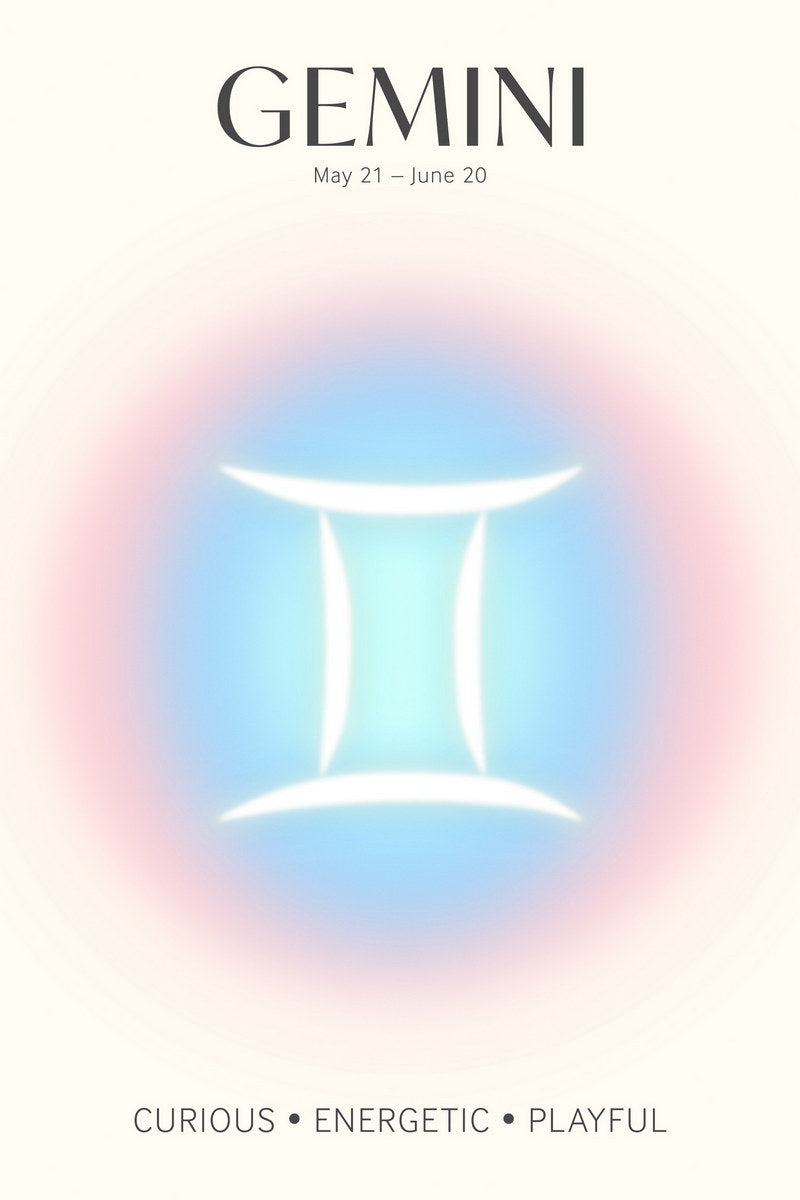 Gemini Astrology Aura Poster Spiritual Zodiac Sign Wall Art with Pastel Gradient Dreamy Soft Abstract Print Celestial Ethereal Aesthetic Decor for Bedroom Dorm Home Office - xonomax