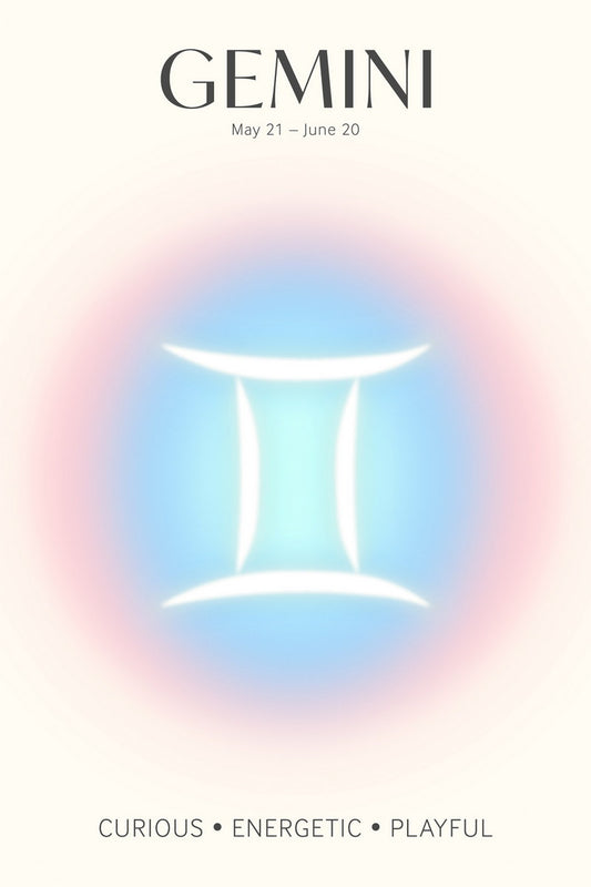 Gemini Astrology Aura Poster Spiritual Zodiac Sign Wall Art with Pastel Gradient Dreamy Soft Abstract Print Celestial Ethereal Aesthetic Decor for Bedroom Dorm Home Office - xonomax