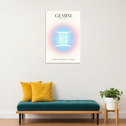 Gemini Astrology Aura Poster Spiritual Zodiac Sign Wall Art with Pastel Gradient Dreamy Soft Abstract Print Celestial Ethereal Aesthetic Decor for Bedroom Dorm Home Office - xonomax