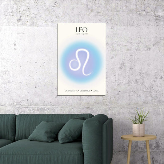 Leo Astrology Aura Poster Spiritual Zodiac Sign Wall Art with Pastel Gradient Dreamy Soft Abstract Print Celestial Ethereal Aesthetic Decor for Bedroom Dorm Home Office - xonomax