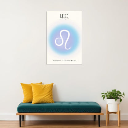 Leo Astrology Aura Poster Spiritual Zodiac Sign Wall Art with Pastel Gradient Dreamy Soft Abstract Print Celestial Ethereal Aesthetic Decor for Bedroom Dorm Home Office - xonomax