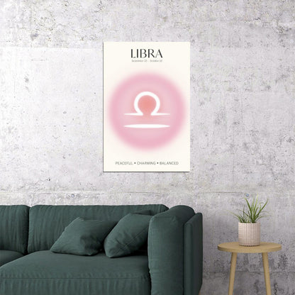 Libra Astrology Aura Poster Spiritual Zodiac Sign Wall Art with Pastel Gradient Dreamy Soft Abstract Print Celestial Ethereal Aesthetic Decor for Bedroom Dorm Home Office - xonomax