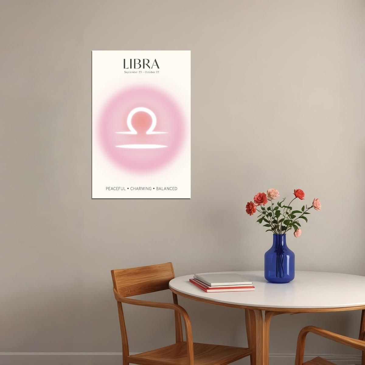 Libra Astrology Aura Poster Spiritual Zodiac Sign Wall Art with Pastel Gradient Dreamy Soft Abstract Print Celestial Ethereal Aesthetic Decor for Bedroom Dorm Home Office - xonomax