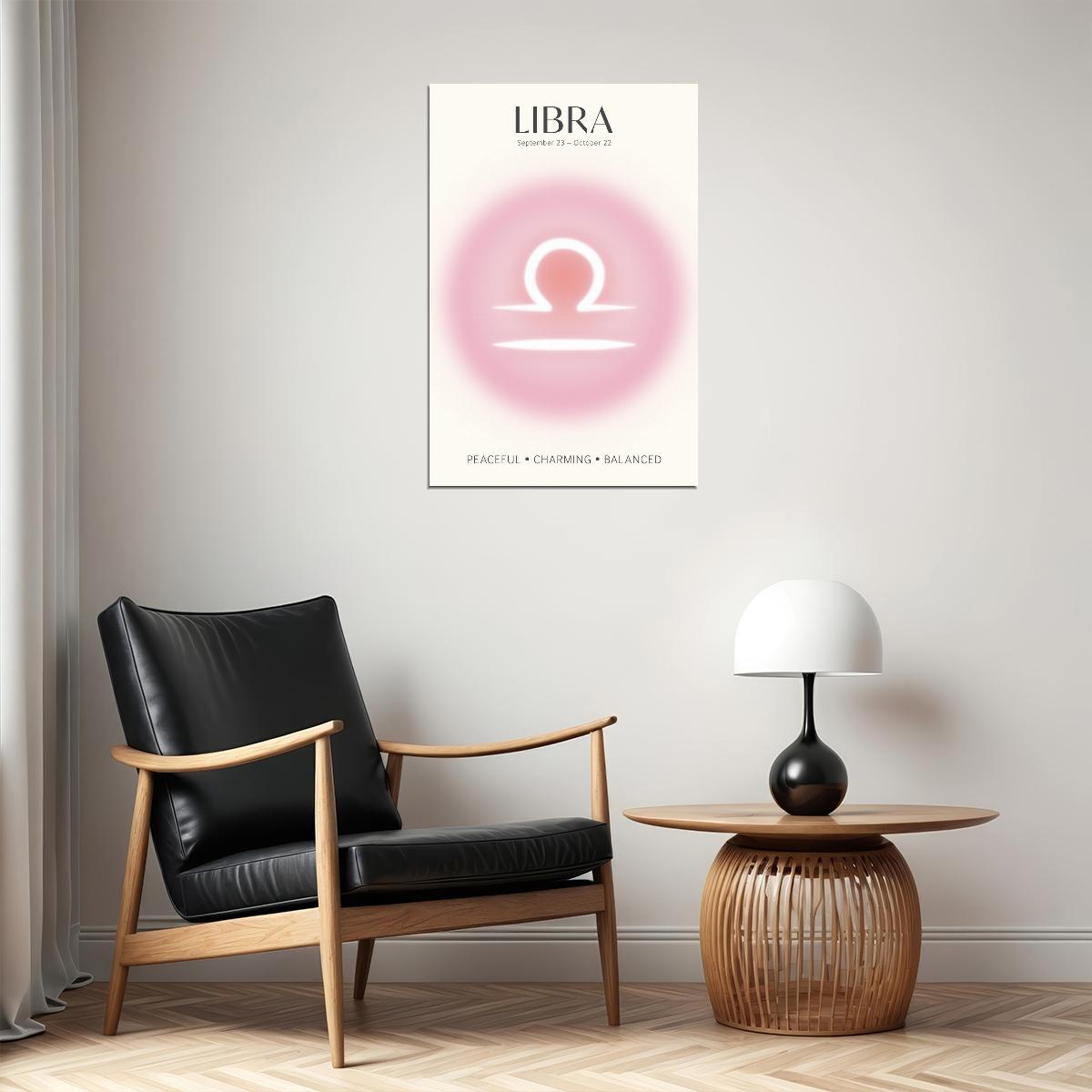 Libra Astrology Aura Poster Spiritual Zodiac Sign Wall Art with Pastel Gradient Dreamy Soft Abstract Print Celestial Ethereal Aesthetic Decor for Bedroom Dorm Home Office - xonomax