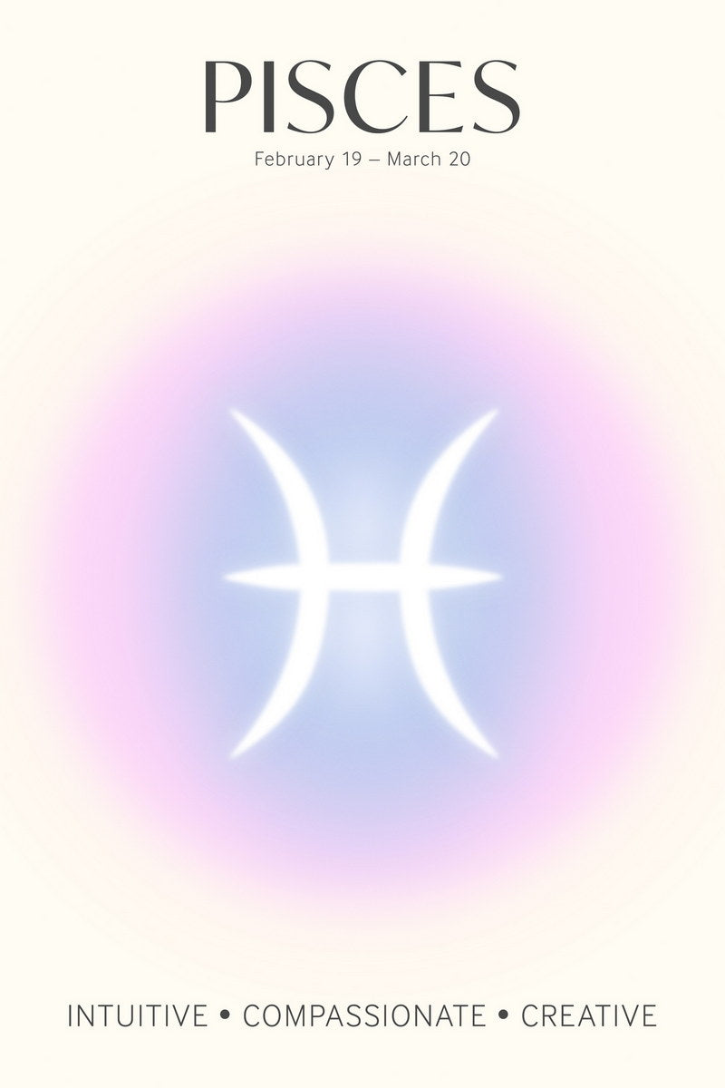 Pisces Astrology Aura Poster Spiritual Zodiac Sign Wall Art with Pastel Gradient Dreamy Soft Abstract Print Celestial Ethereal Aesthetic Decor for Bedroom Dorm Home Office - xonomax