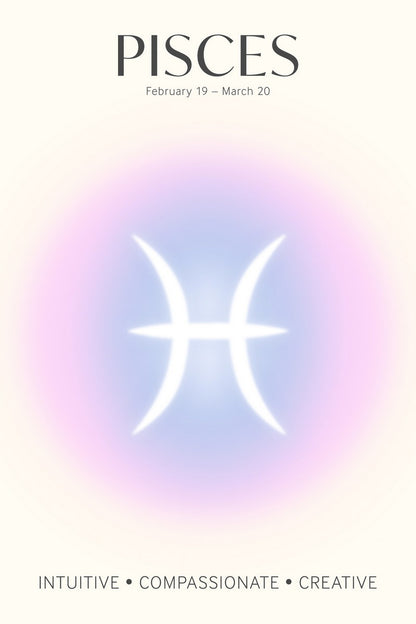 Pisces Astrology Aura Poster Spiritual Zodiac Sign Wall Art with Pastel Gradient Dreamy Soft Abstract Print Celestial Ethereal Aesthetic Decor for Bedroom Dorm Home Office - xonomax