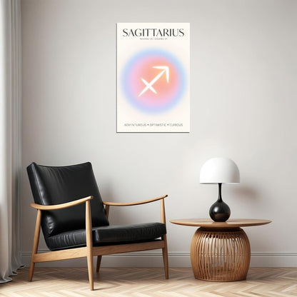 Sagittarius Astrology Aura Poster Spiritual Zodiac Sign Wall Art with Pastel Gradient Dreamy Soft Abstract Print Celestial Ethereal Aesthetic Decor for Bedroom Dorm Home Office