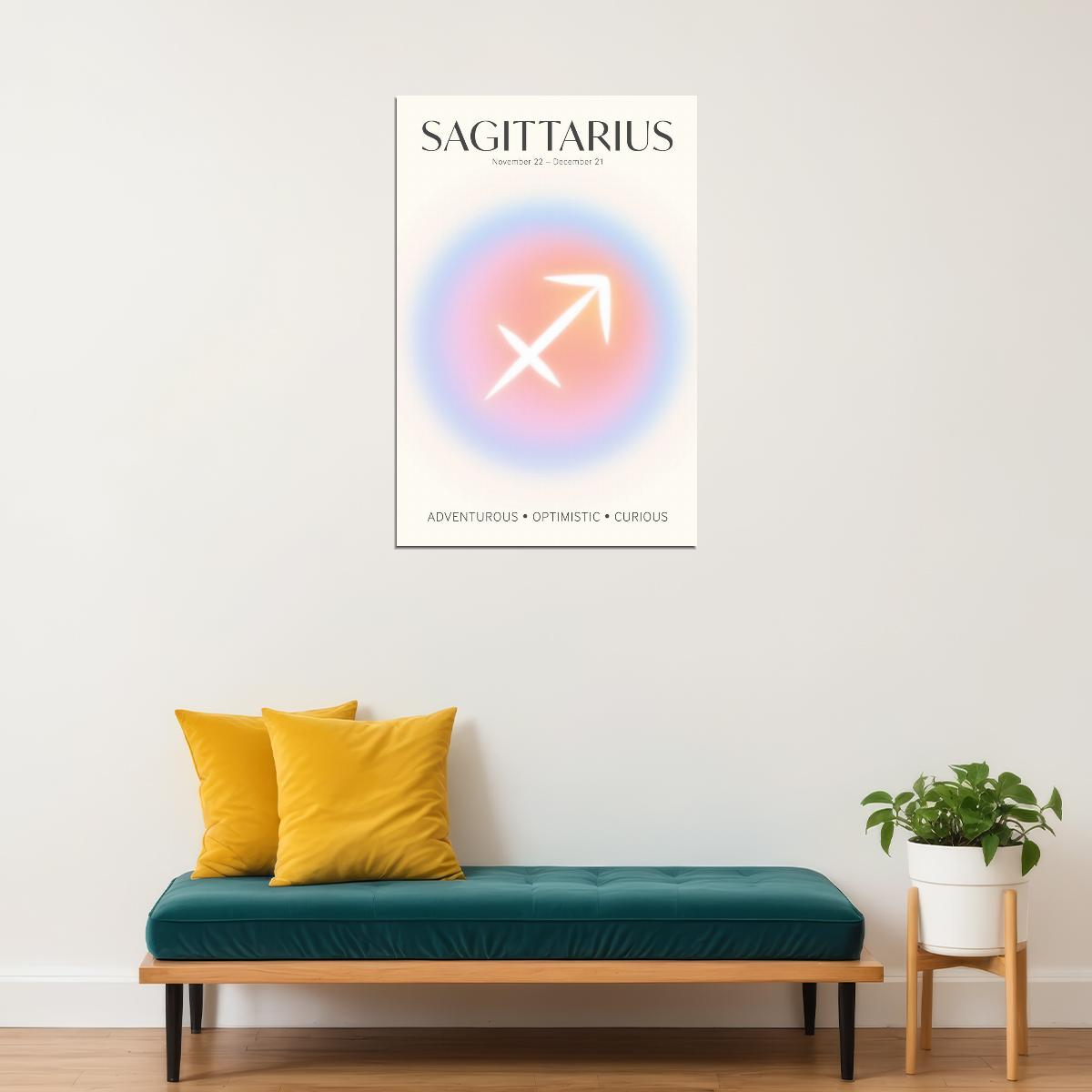 Sagittarius Astrology Aura Poster Spiritual Zodiac Sign Wall Art with Pastel Gradient Dreamy Soft Abstract Print Celestial Ethereal Aesthetic Decor for Bedroom Dorm Home Office