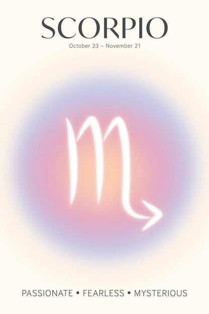 Scorpio Astrology Aura Poster Spiritual Zodiac Sign Wall Art with Pastel Gradient Dreamy Soft Abstract Print Celestial Ethereal Aesthetic Decor for Bedroom Dorm Home Office