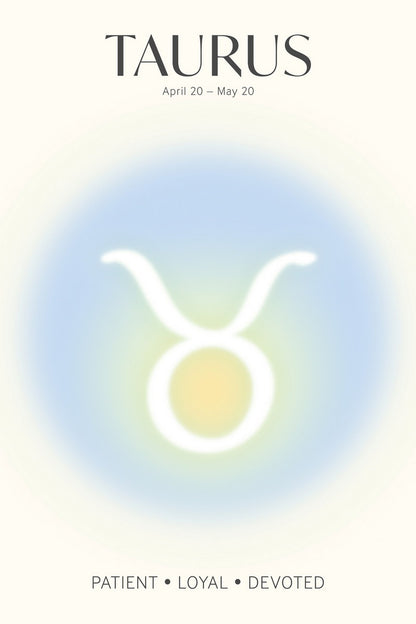 Taurus Astrology Aura Poster Spiritual Zodiac Sign Wall Art with Pastel Gradient Dreamy Soft Abstract Print Celestial Ethereal Aesthetic Decor for Bedroom Dorm Home Office - xonomax
