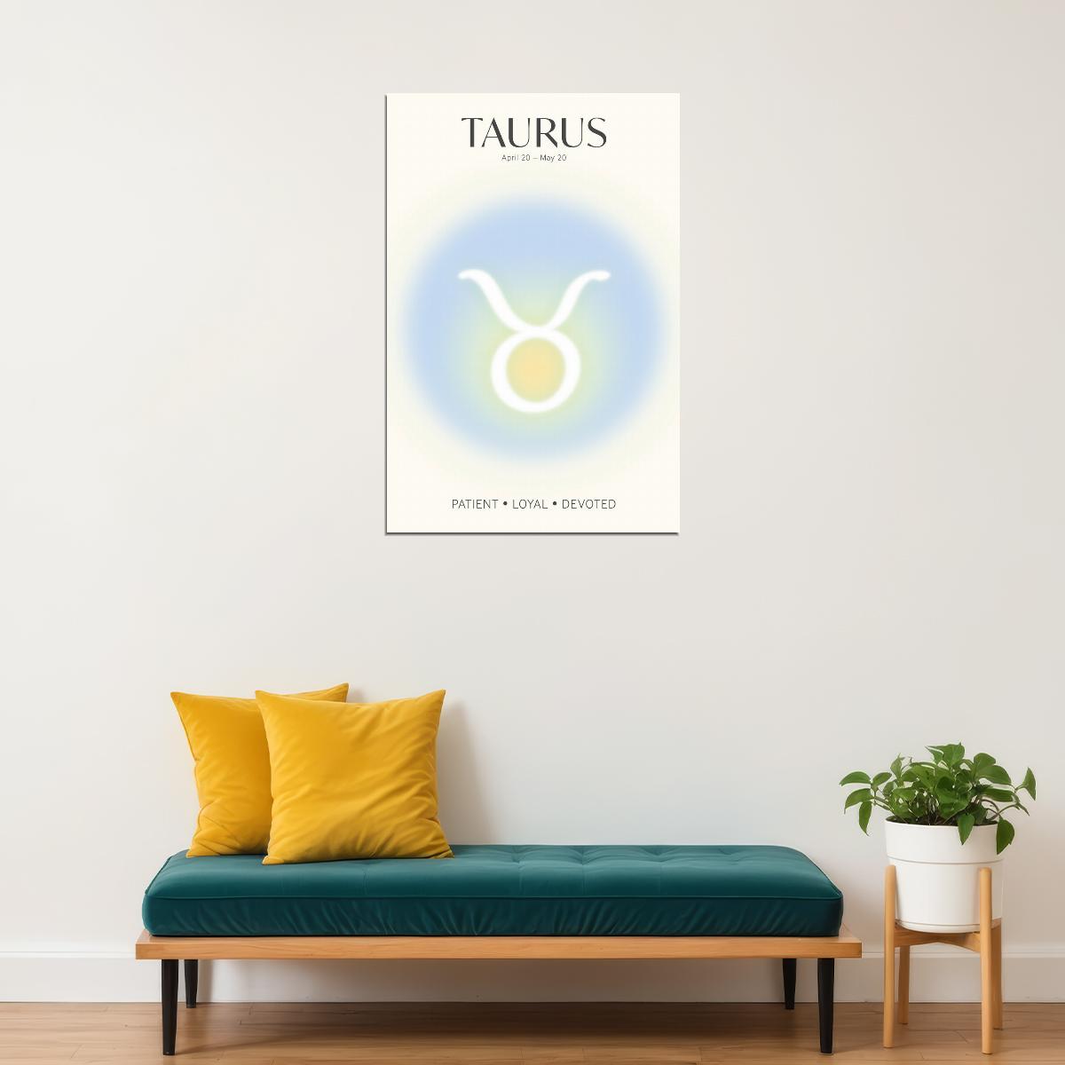 Taurus Astrology Aura Poster Spiritual Zodiac Sign Wall Art with Pastel Gradient Dreamy Soft Abstract Print Celestial Ethereal Aesthetic Decor for Bedroom Dorm Home Office - xonomax
