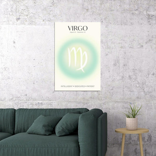 Virgo Astrology Aura Poster Spiritual Zodiac Sign Wall Art with Pastel Gradient Dreamy Soft Abstract Print Celestial Ethereal Aesthetic Decor for Bedroom Dorm Home Office - xonomax