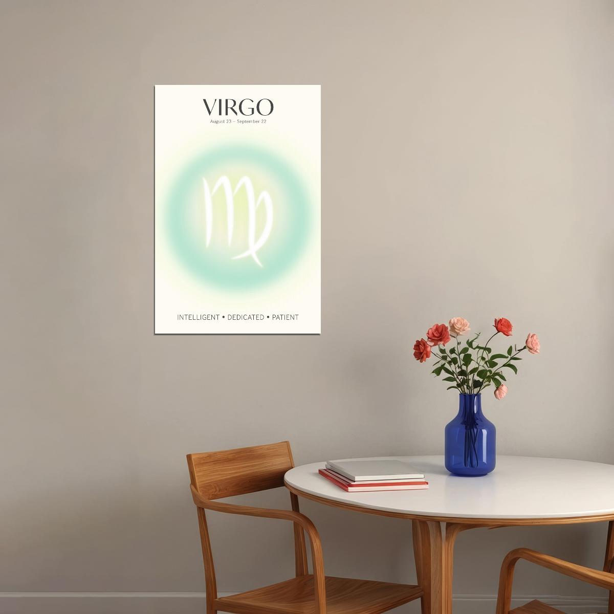 Virgo Astrology Aura Poster Spiritual Zodiac Sign Wall Art with Pastel Gradient Dreamy Soft Abstract Print Celestial Ethereal Aesthetic Decor for Bedroom Dorm Home Office - xonomax