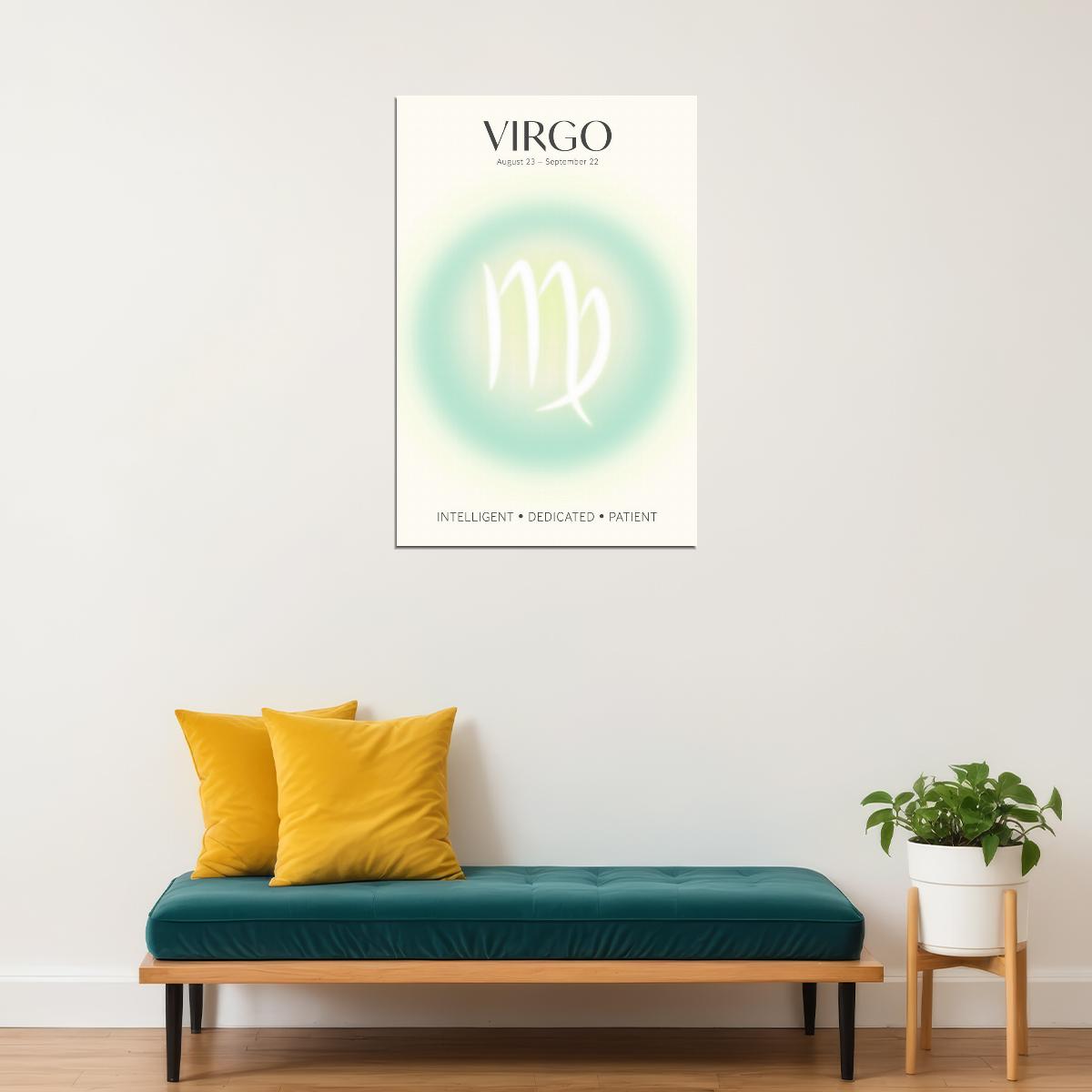 Virgo Astrology Aura Poster Spiritual Zodiac Sign Wall Art with Pastel Gradient Dreamy Soft Abstract Print Celestial Ethereal Aesthetic Decor for Bedroom Dorm Home Office - xonomax