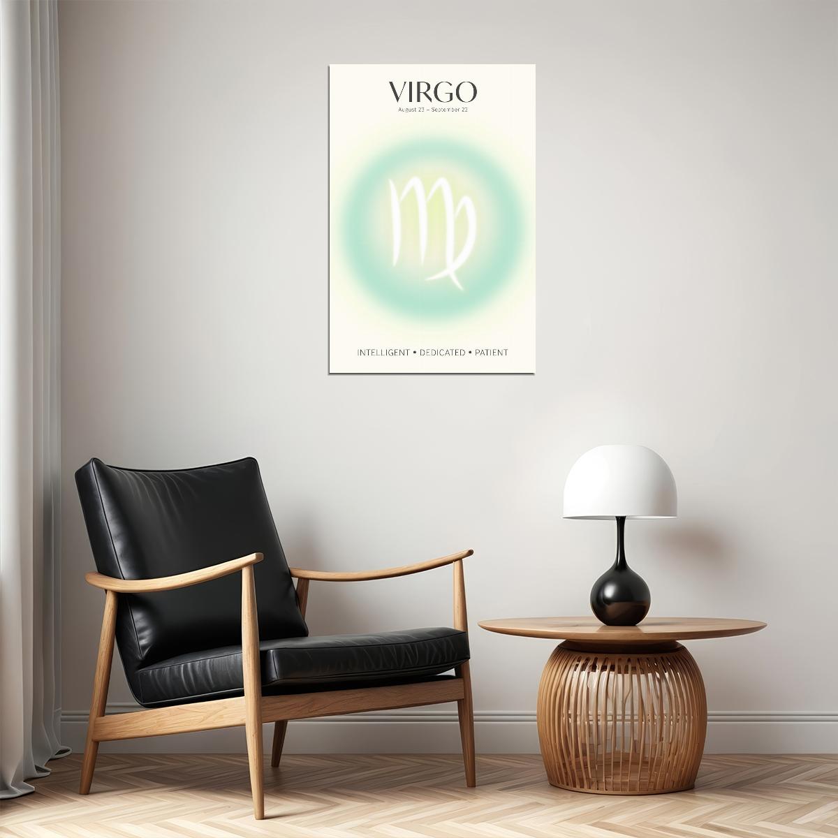 Virgo Astrology Aura Poster Spiritual Zodiac Sign Wall Art with Pastel Gradient Dreamy Soft Abstract Print Celestial Ethereal Aesthetic Decor for Bedroom Dorm Home Office - xonomax