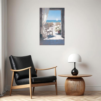 Coastal Granddaughter Painting Bookish Wall Art Nautical Beach View for Reading Nook Beachy Room or Coastal Cottage Aesthetic Bedroom - xonomax